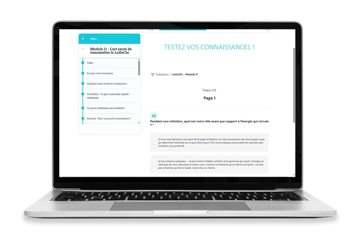 Évaluation pédagogique sous forme de quiz sur la plateforme de formation SpiriVie