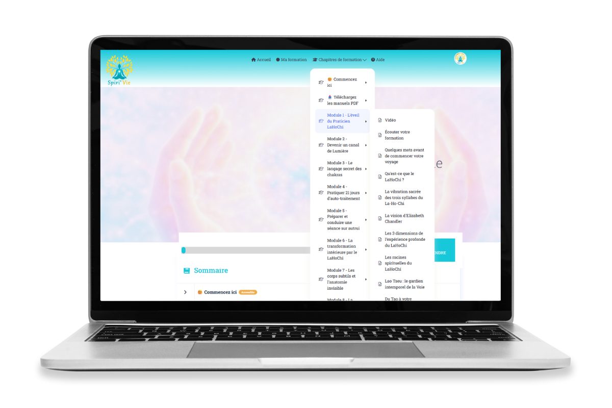 Sommaire complet d'une formation SpiriVie avec ses modules accessibles à vie