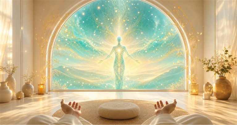 Femme en méditation activant la loi d'attraction pour manifester l'abondance dans tous les domaines de sa vie — Programme 30 jours SpiriVie Formations