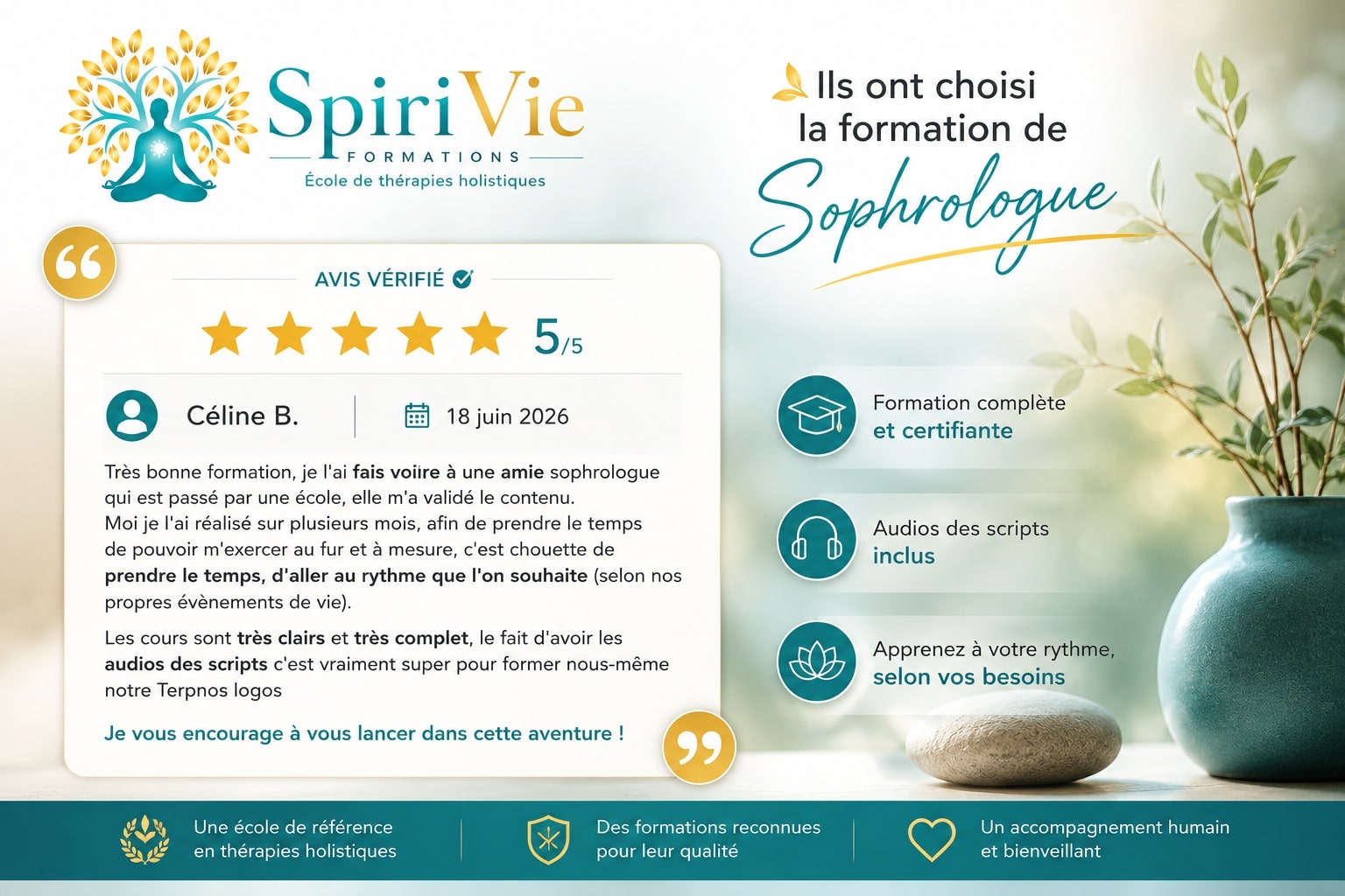 Avis et témoignages sur la formation Sophrologue certifiante SpiriVie Formations